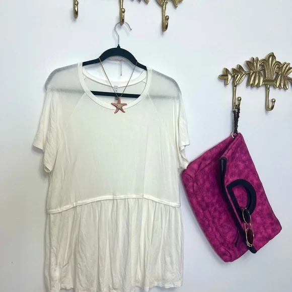 Peplum soft flowy tunic short sleeve XL ptp 24” l 27” - Picture 2 of 3